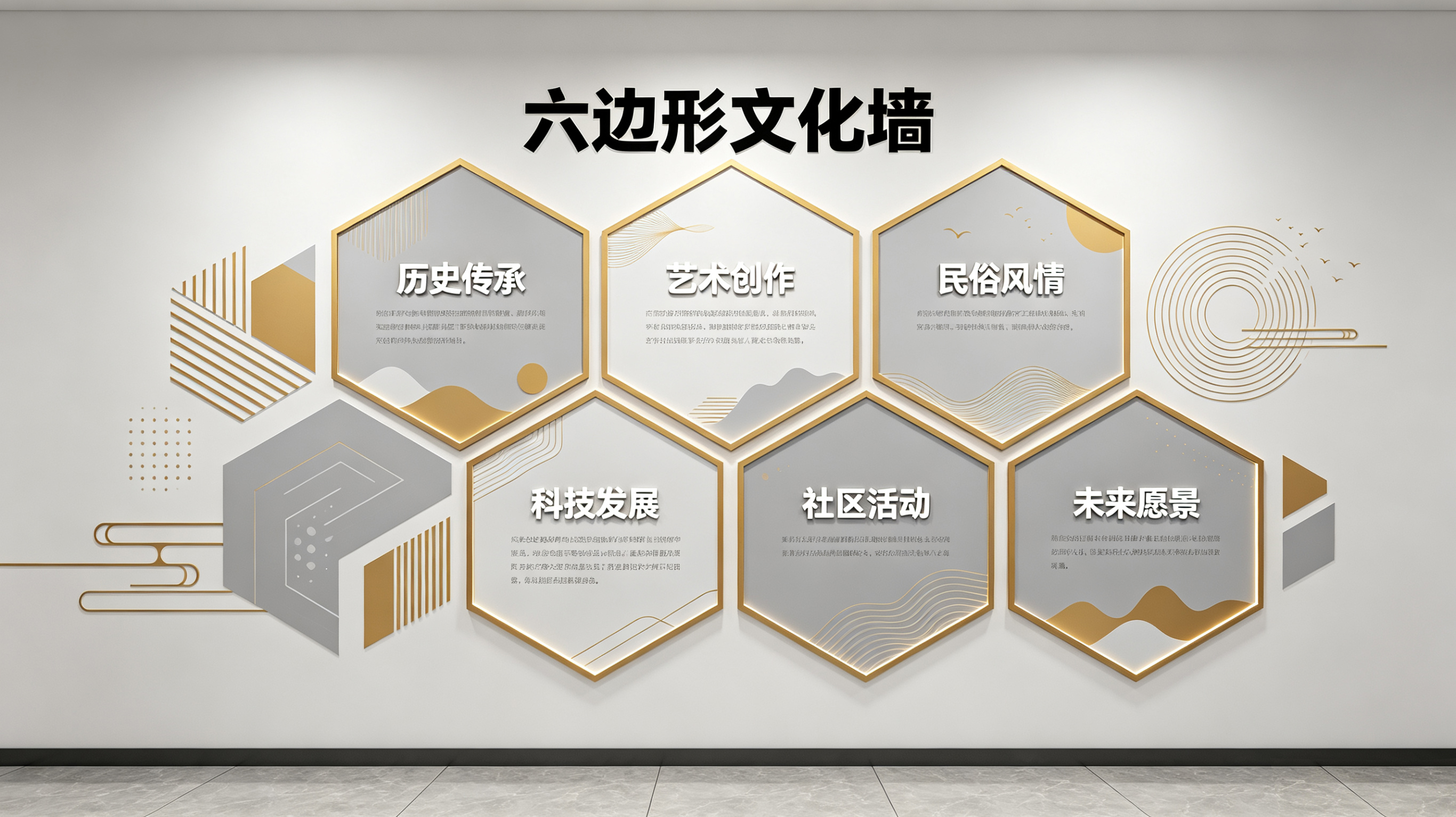 安吉企业文化墙 | 六边形信息美学